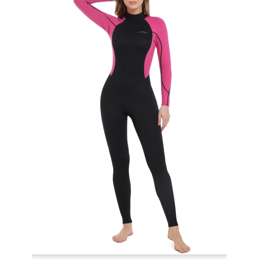Dark Lightning Full BodyWetsuit Womens Small Pink Black Excellent 3/2mm Neoprene